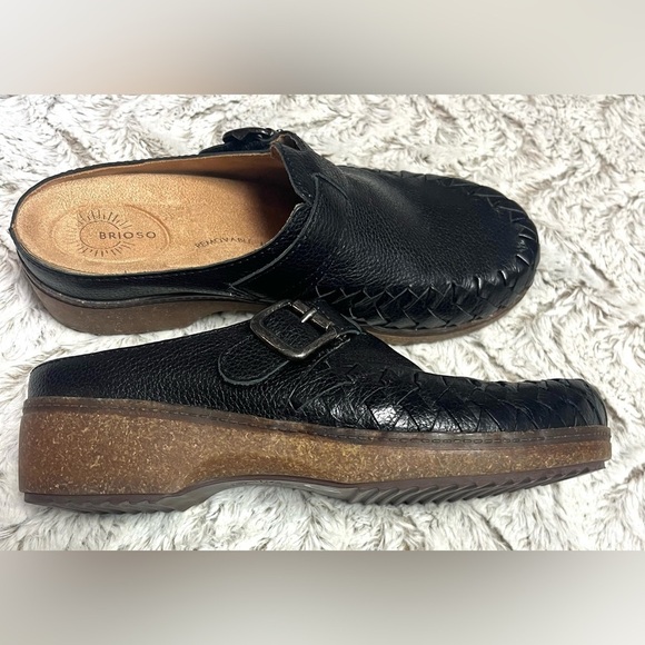 Brioso Jordyn Black Leather Braided Clogs Mules Women's Size 6.5 NWOT - Picture 4 of 7